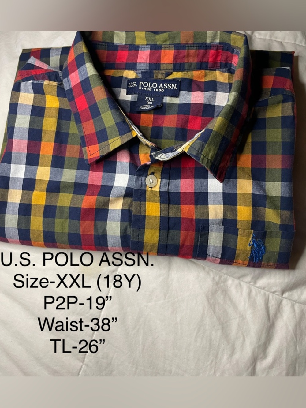 U.S. Polo Assn. Men's Multicolor Check Button-Down XXL